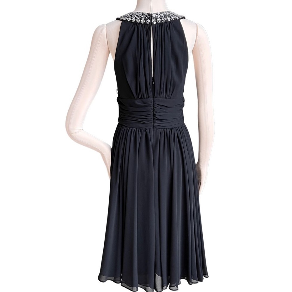 JS Boutique Sequin Beaded Keyhole Halter Black Chiffon Cocktail Dress Si… - Picture 7 of 8